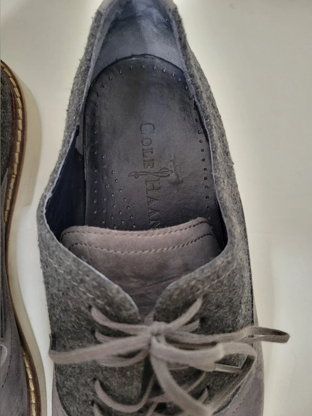 Cole Haan Air Harrison Eva Oxford size 10 Charcoal Nubuck Leather Wool C10771